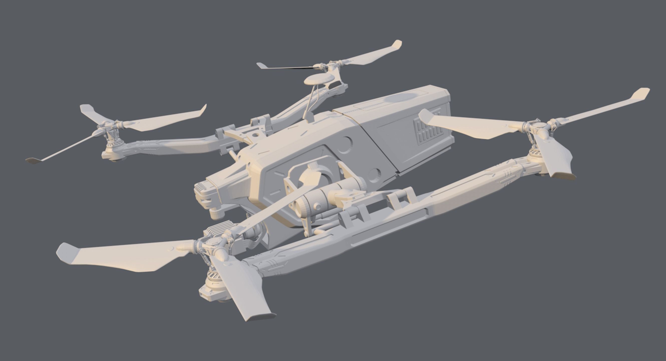 Drones drone with four propellers 3D model_2