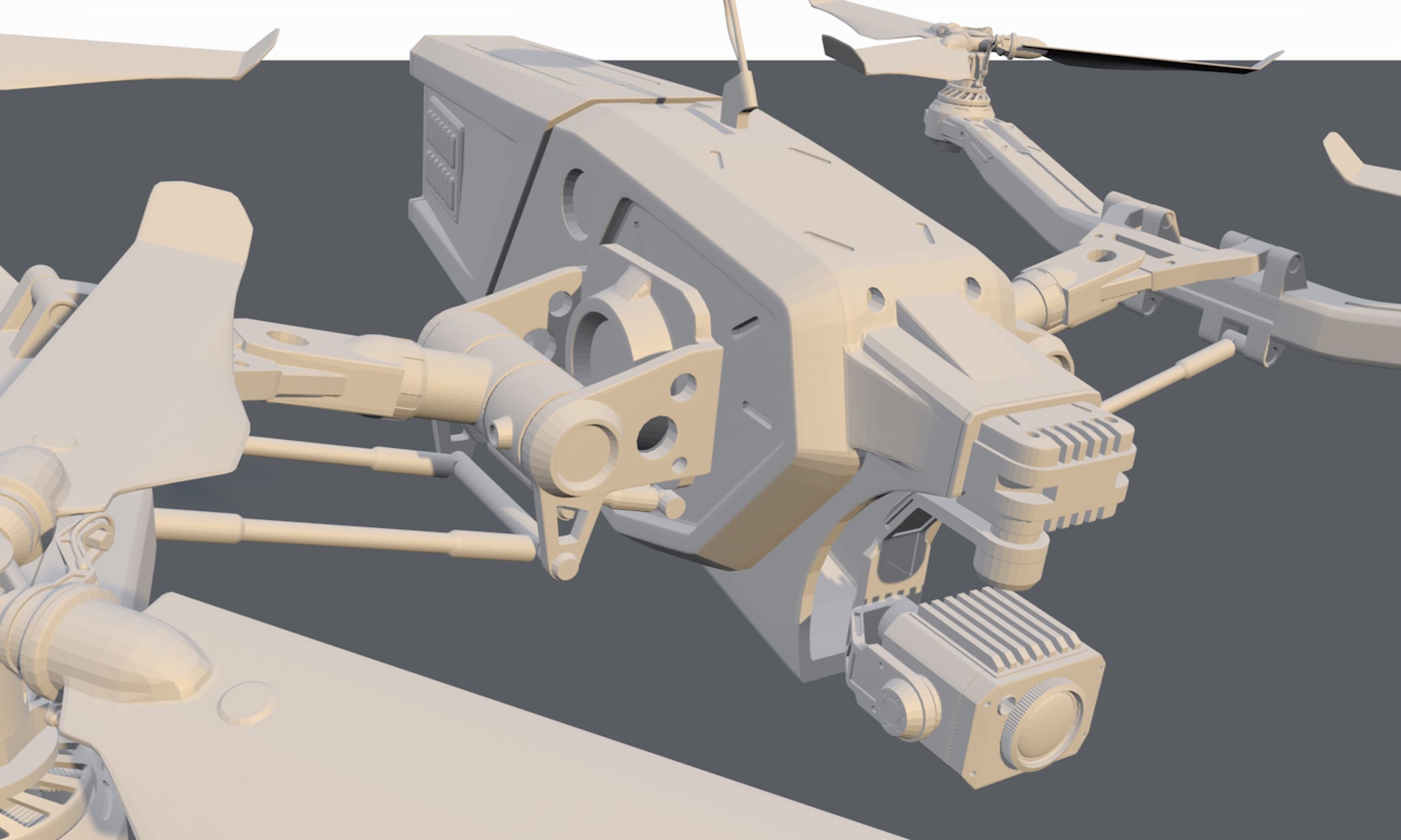 Drones drone with four propellers 3D model_4