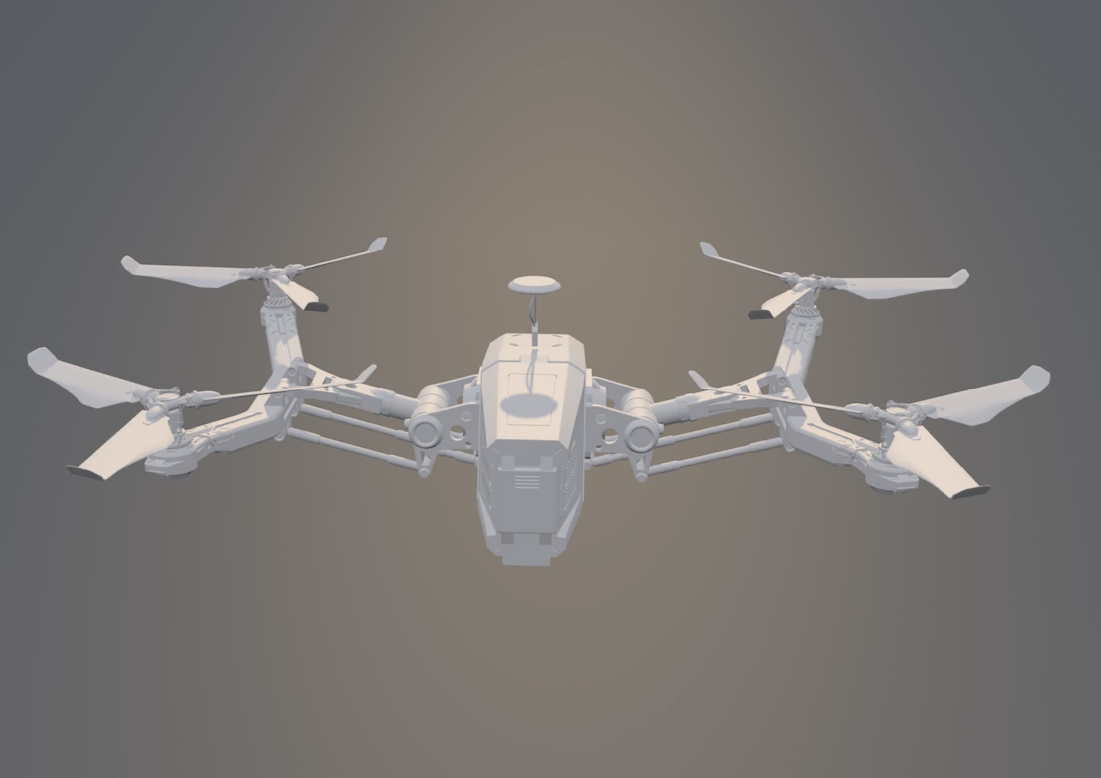 Drones drone with four propellers 3D model_1