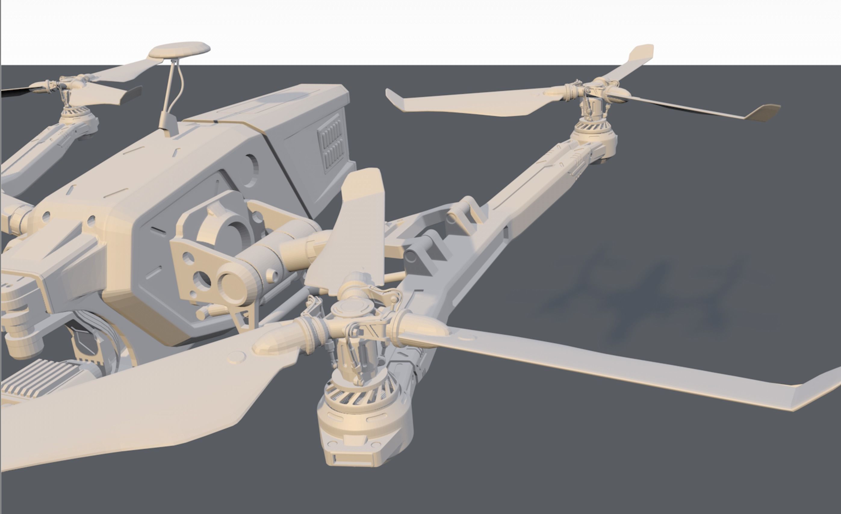 Drones drone with four propellers 3D model_3