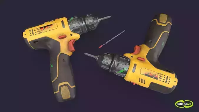 Screwdriver Drill Low-poly 3D model