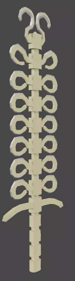 fish-sword spinal cord Low-poly 3D model_0