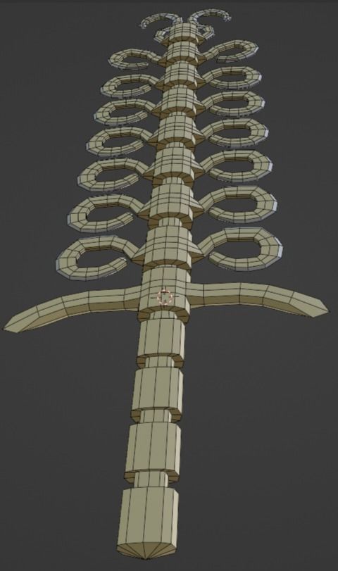 fish-sword spinal cord Low-poly 3D model_7