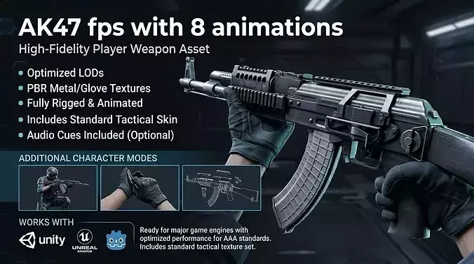 3D model fps RIF Weapons animations VR / AR / low-poly | CGTrader