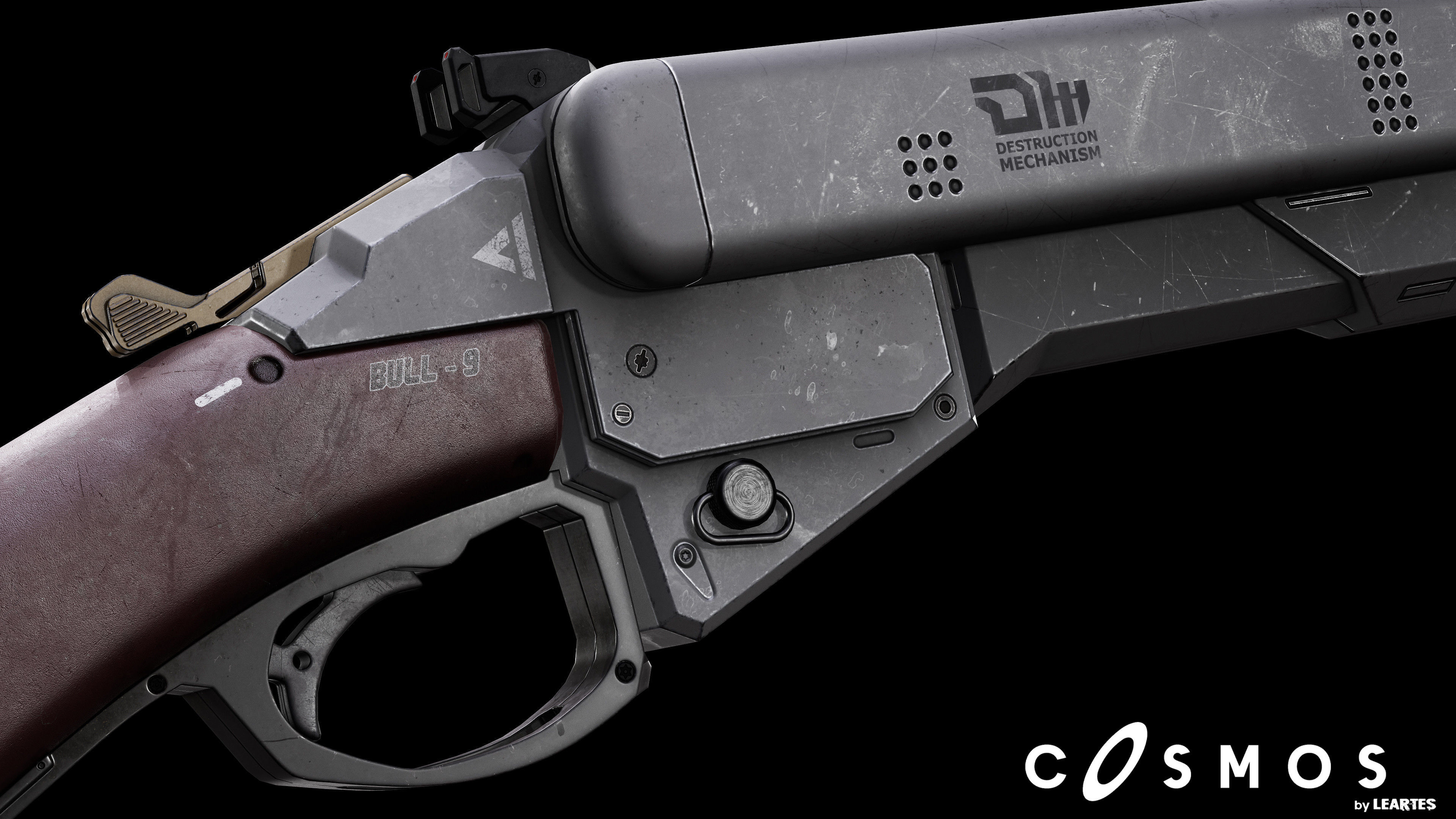 The Bull 9 gun Low-poly 3D model_2