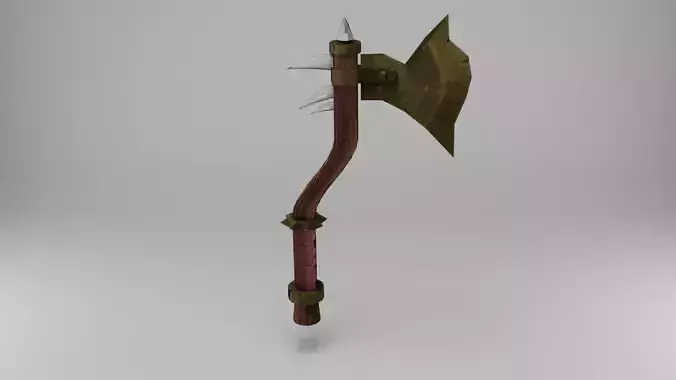 low-poly fantastic battle axe