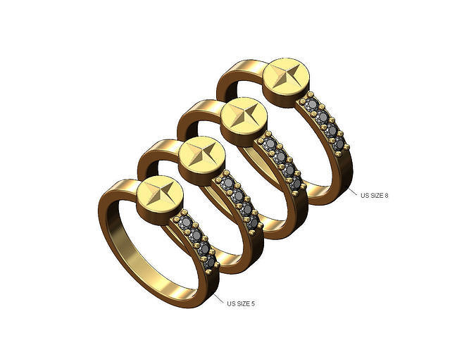 Compass small round diamond side ring US sizes 5to8 3D print model