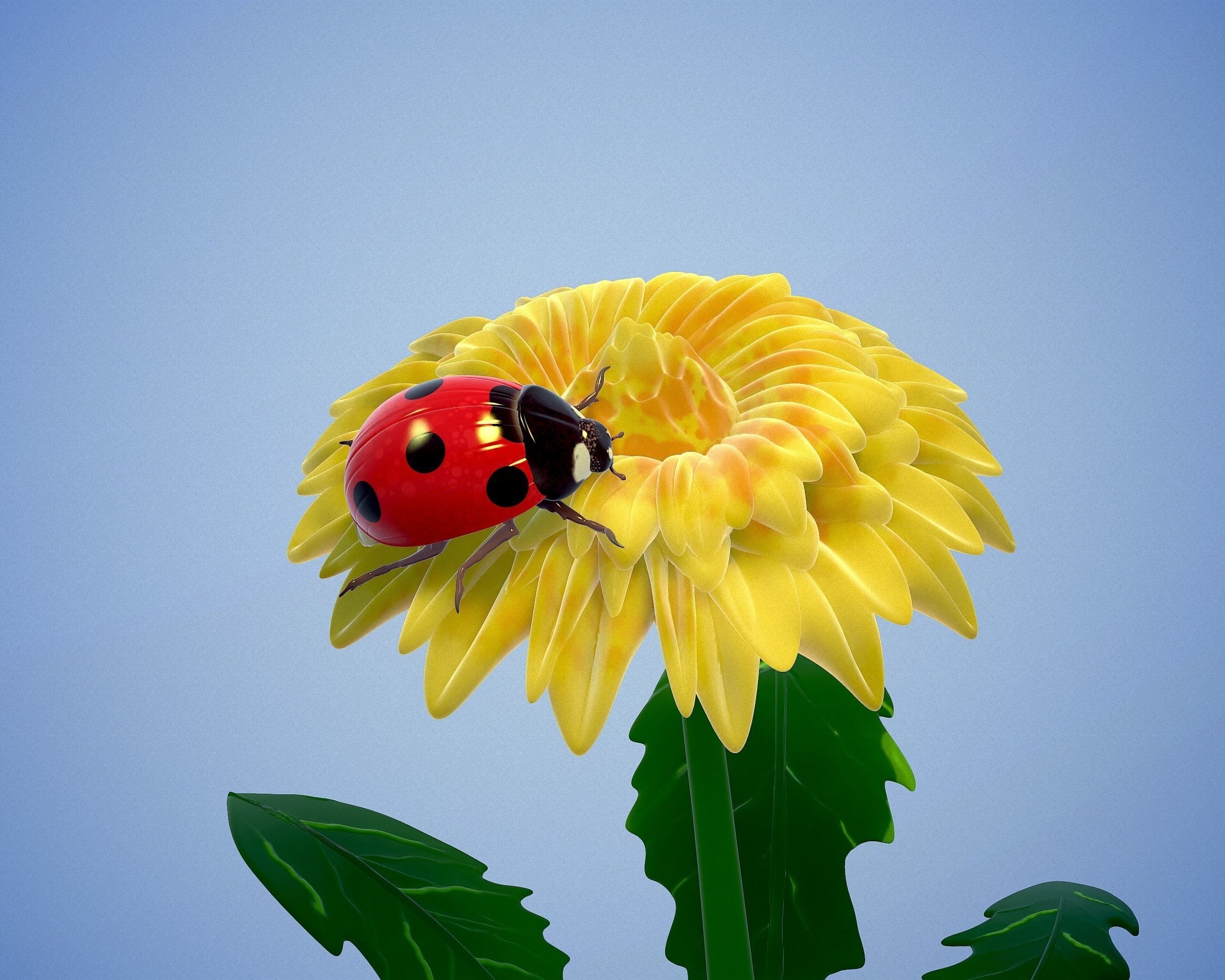 printready LADYBUG and FLOWER 3D print model_25