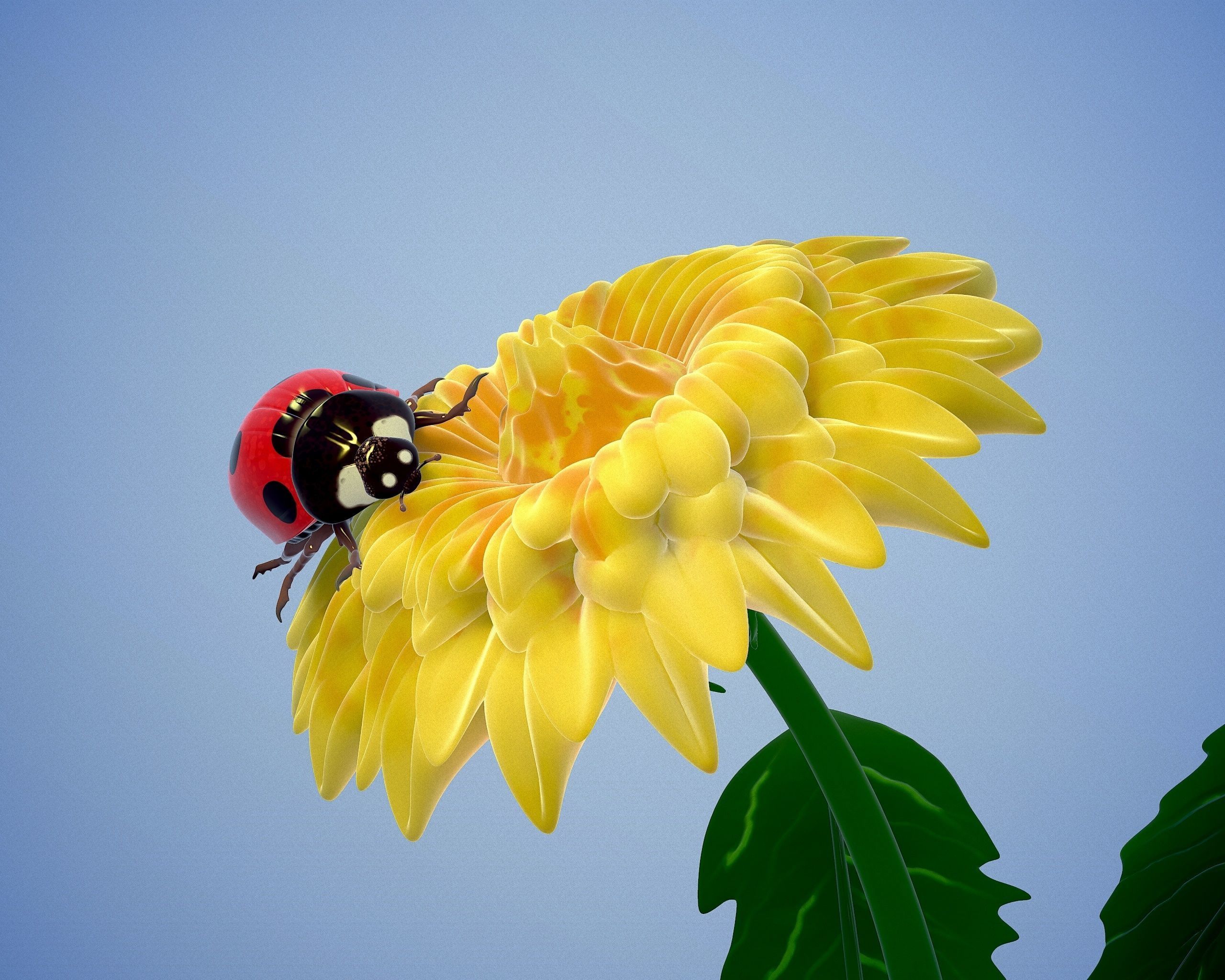 printready LADYBUG and FLOWER 3D print model_28