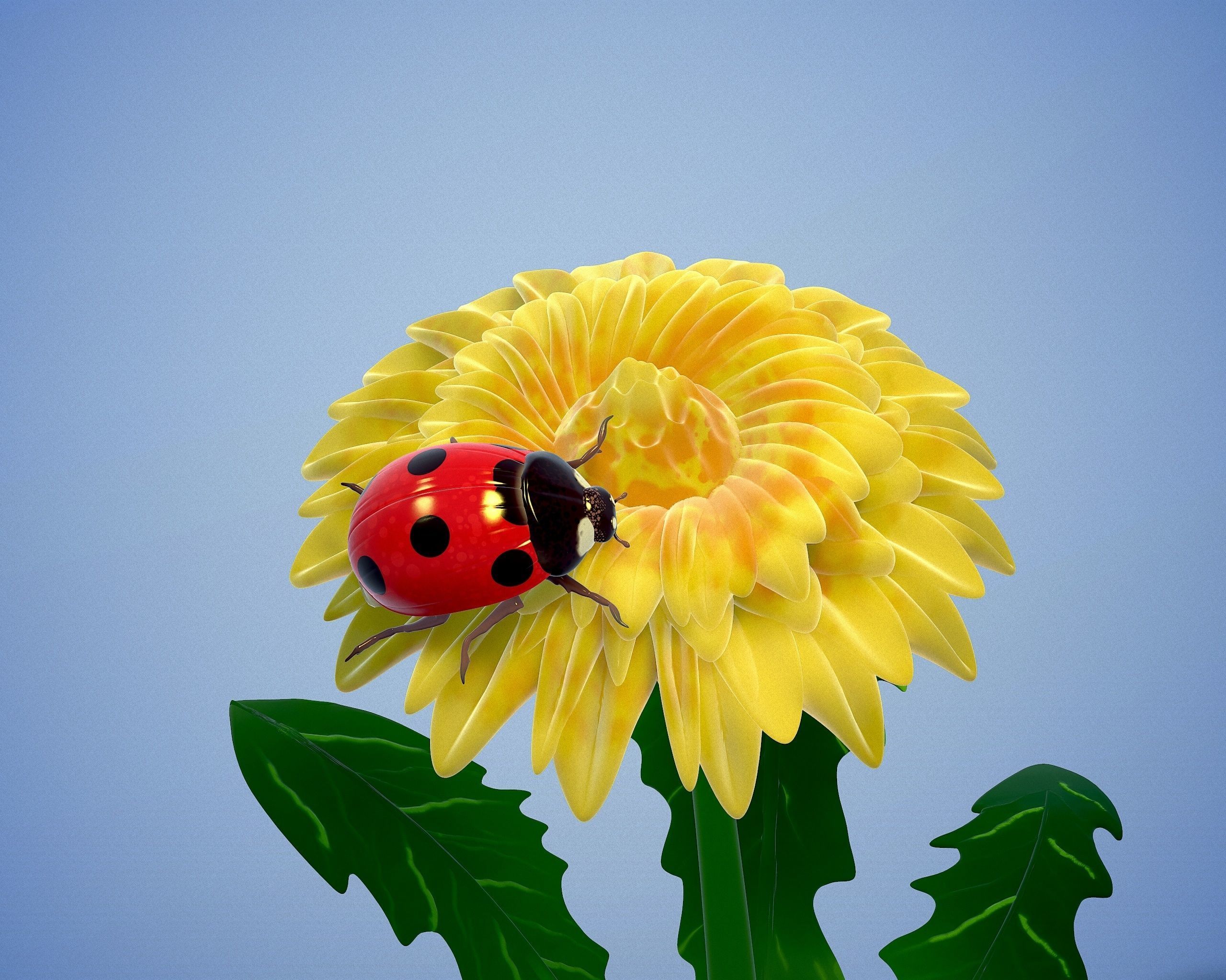 printready LADYBUG and FLOWER 3D print model_27