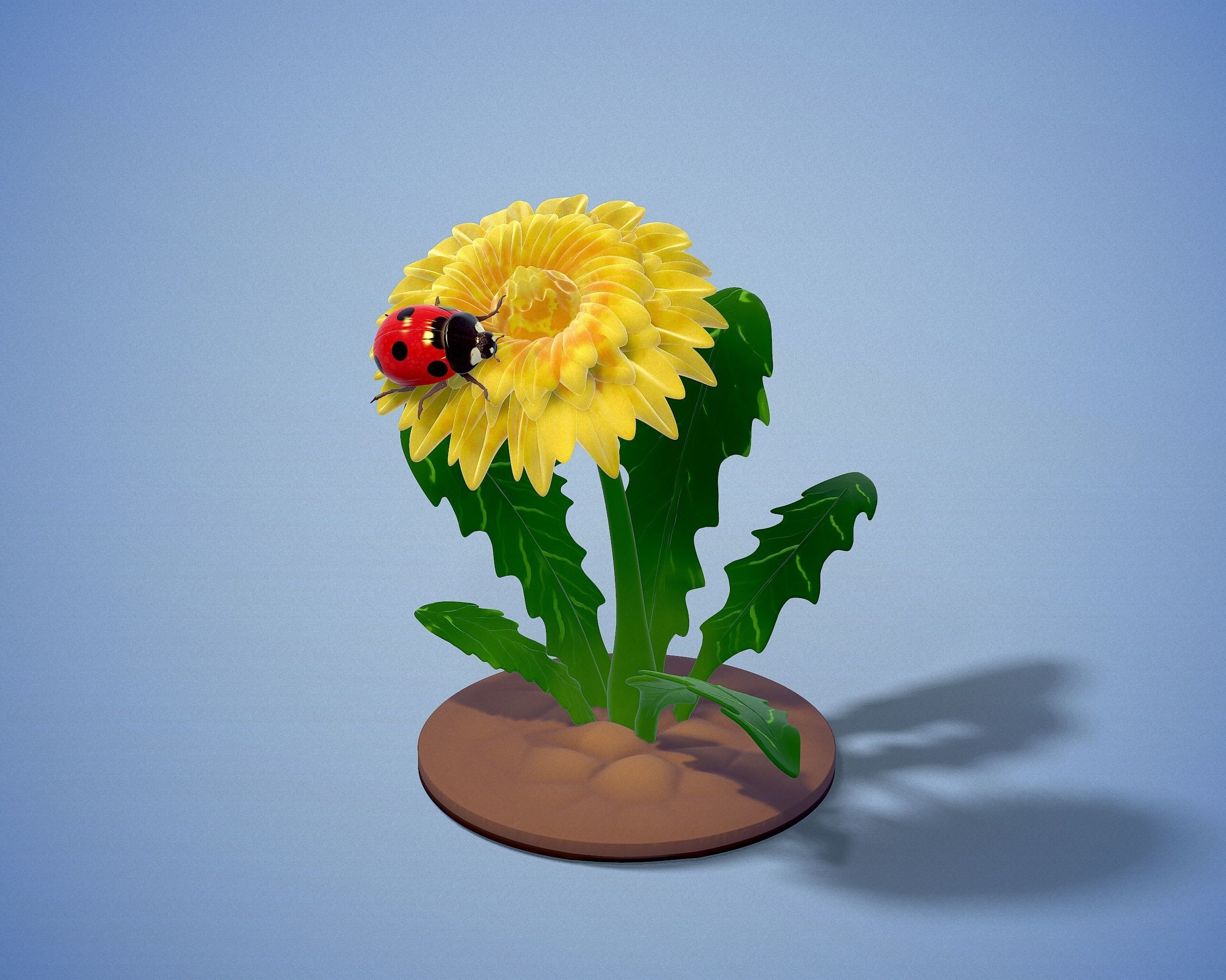 printready LADYBUG and FLOWER 3D print model_20