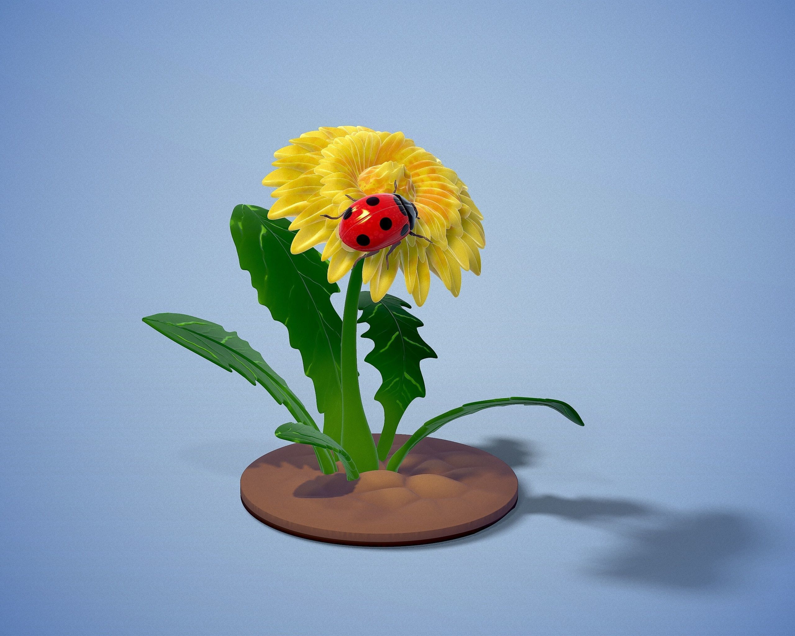printready LADYBUG and FLOWER 3D print model_21