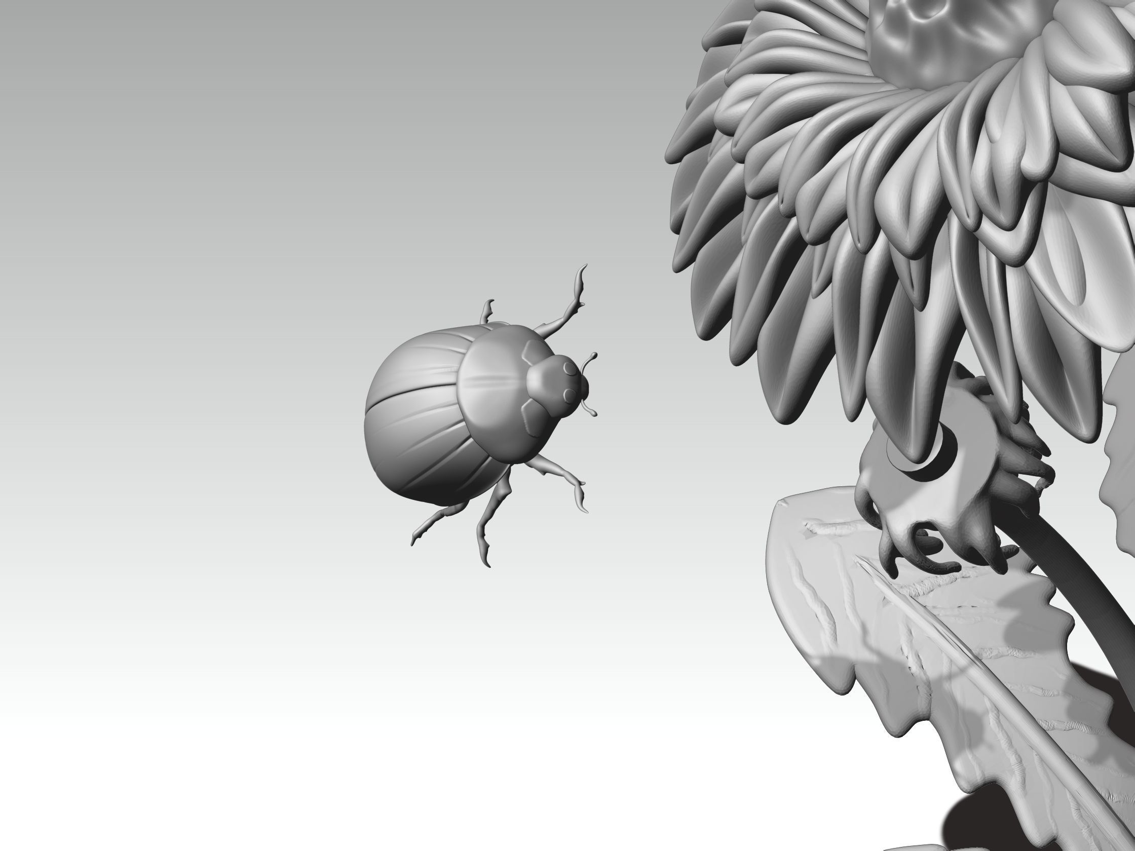 printready LADYBUG and FLOWER 3D print model_11