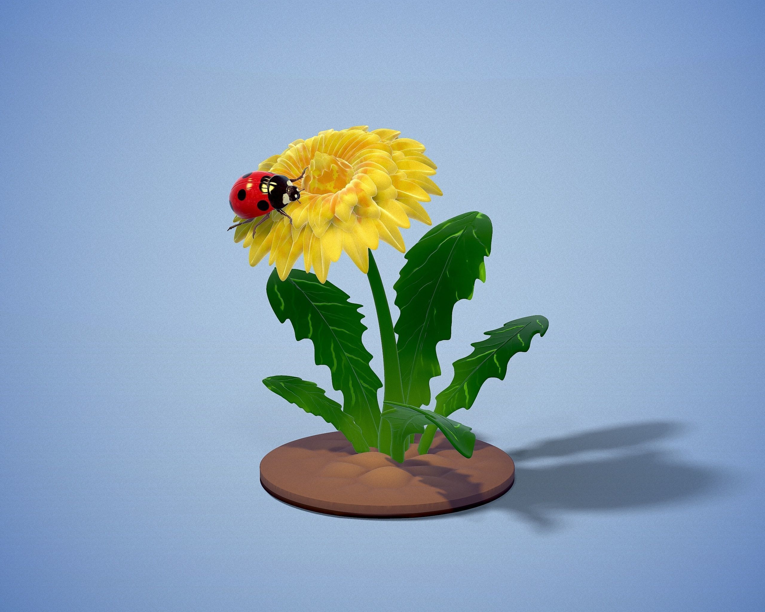 printready LADYBUG and FLOWER 3D print model_29