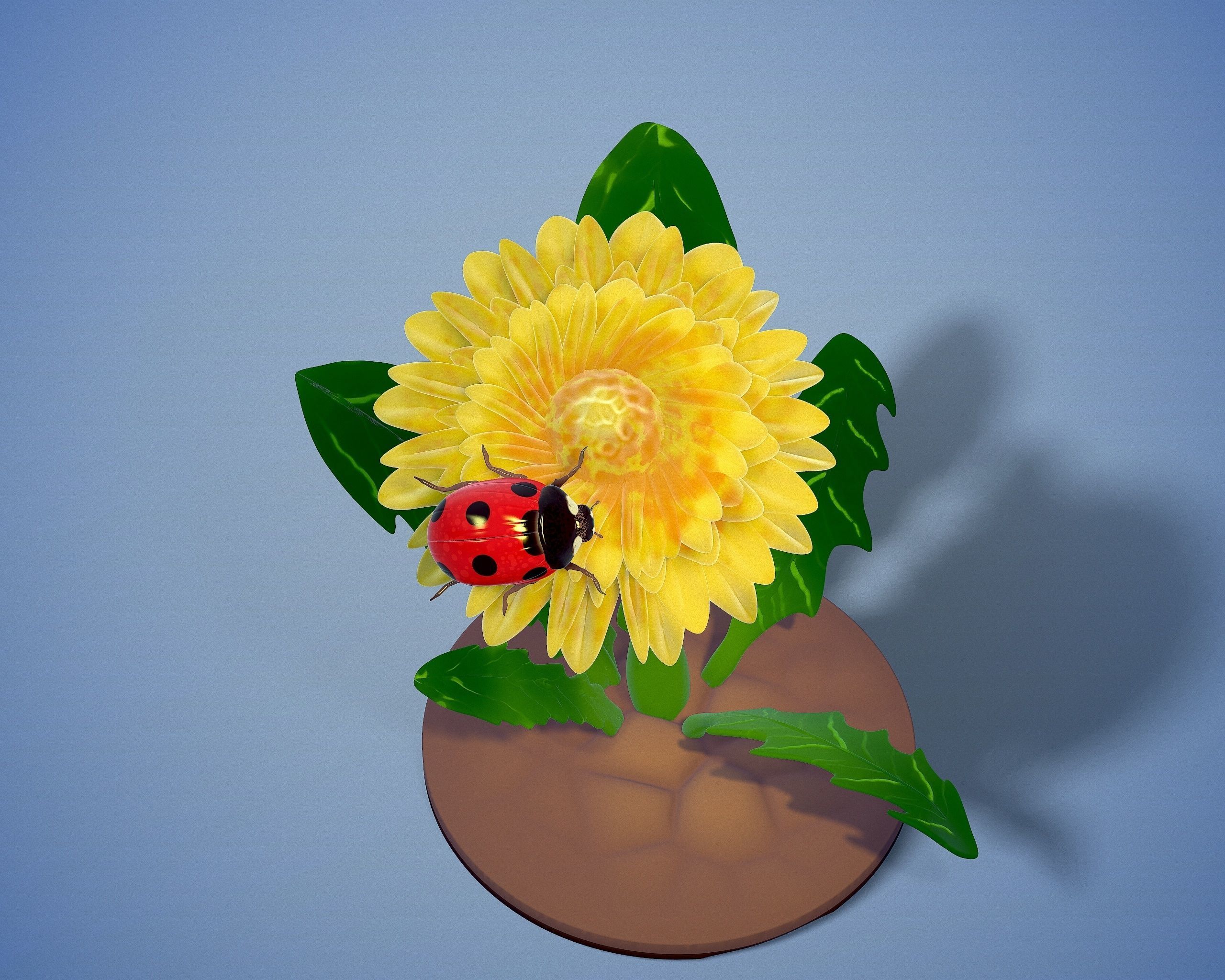printready LADYBUG and FLOWER 3D print model_24