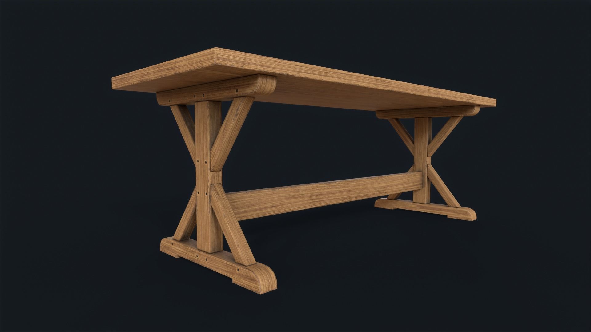 Old dining table Low-poly 3D model_6