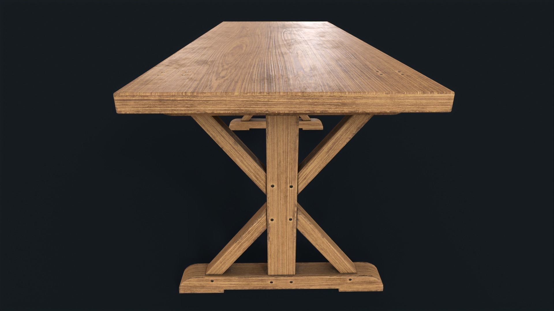 Old dining table Low-poly 3D model_5