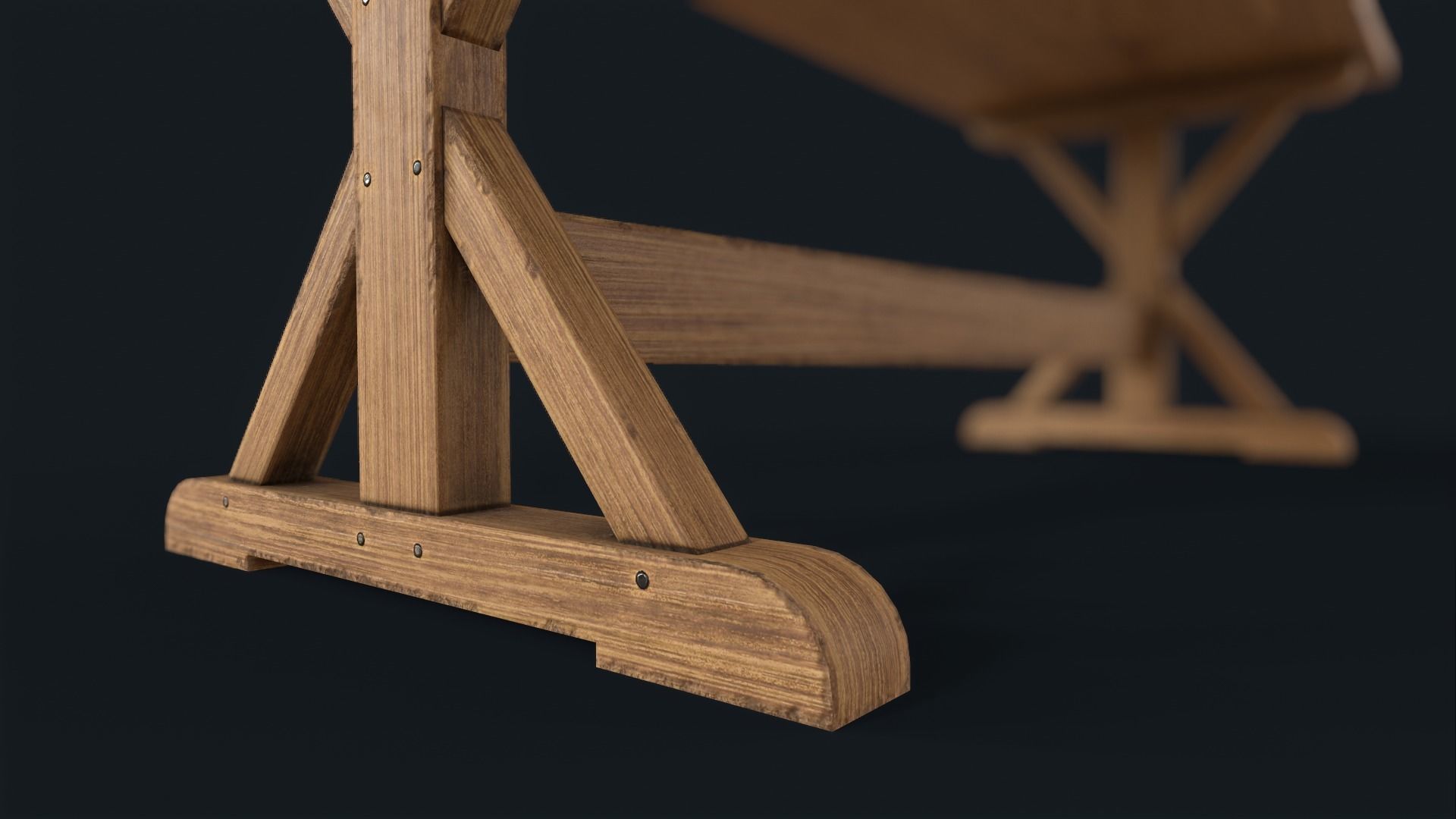 Old dining table Low-poly 3D model_7