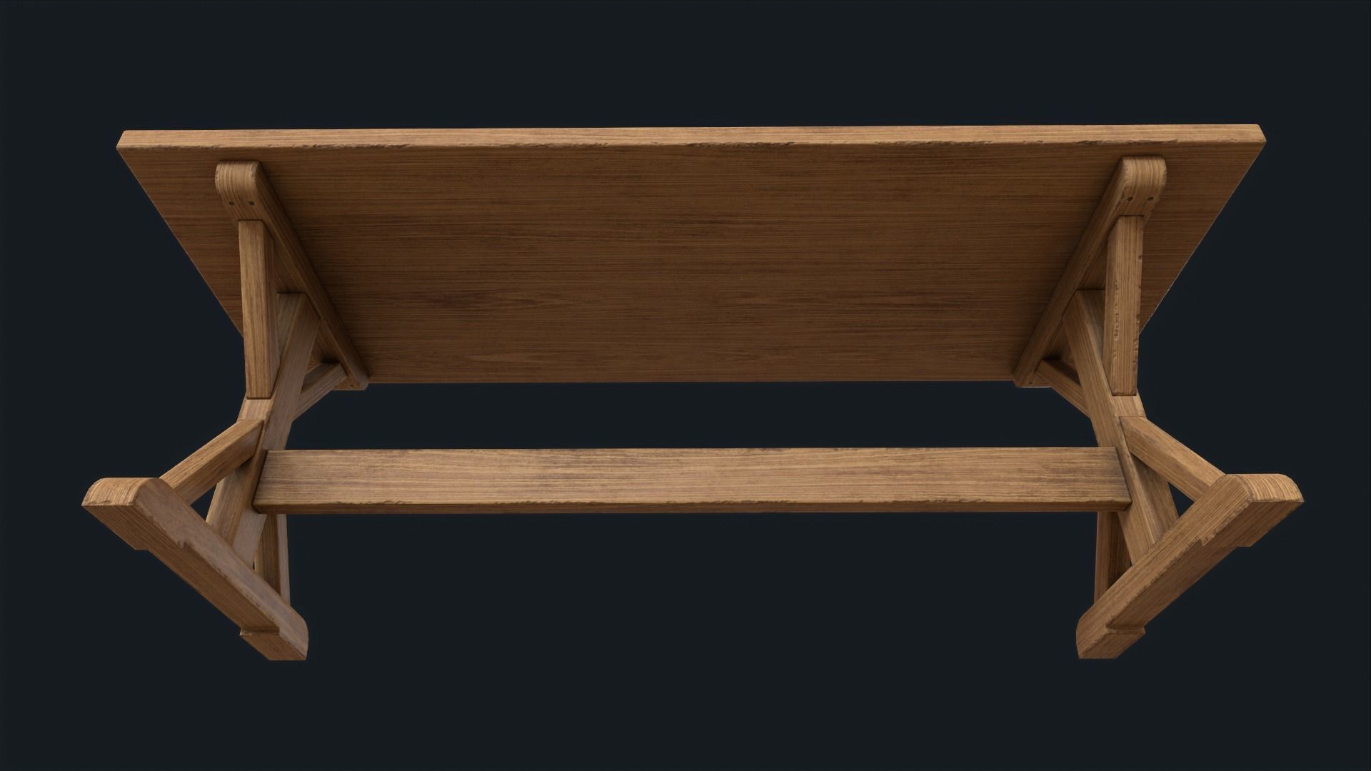 Old dining table Low-poly 3D model_9