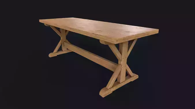 Old dining table Low-poly 3D model