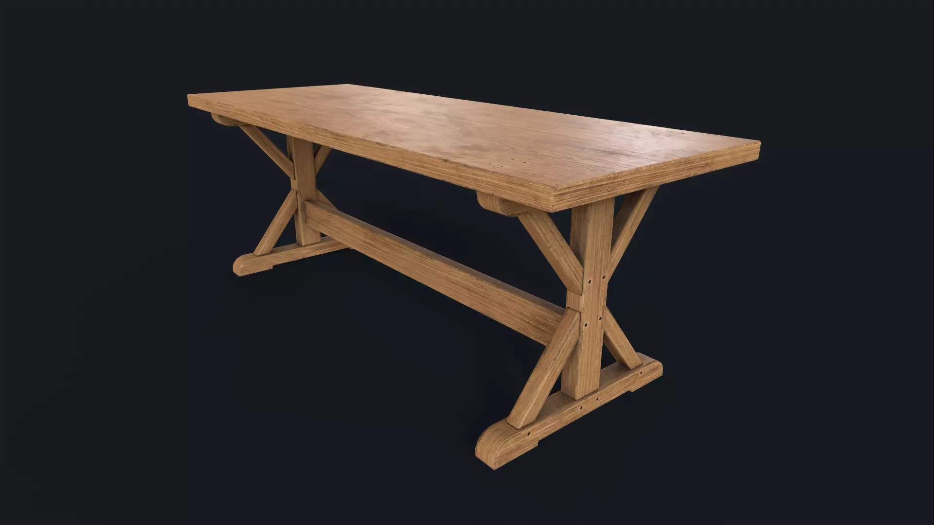 Old dining table Low-poly 3D model_0