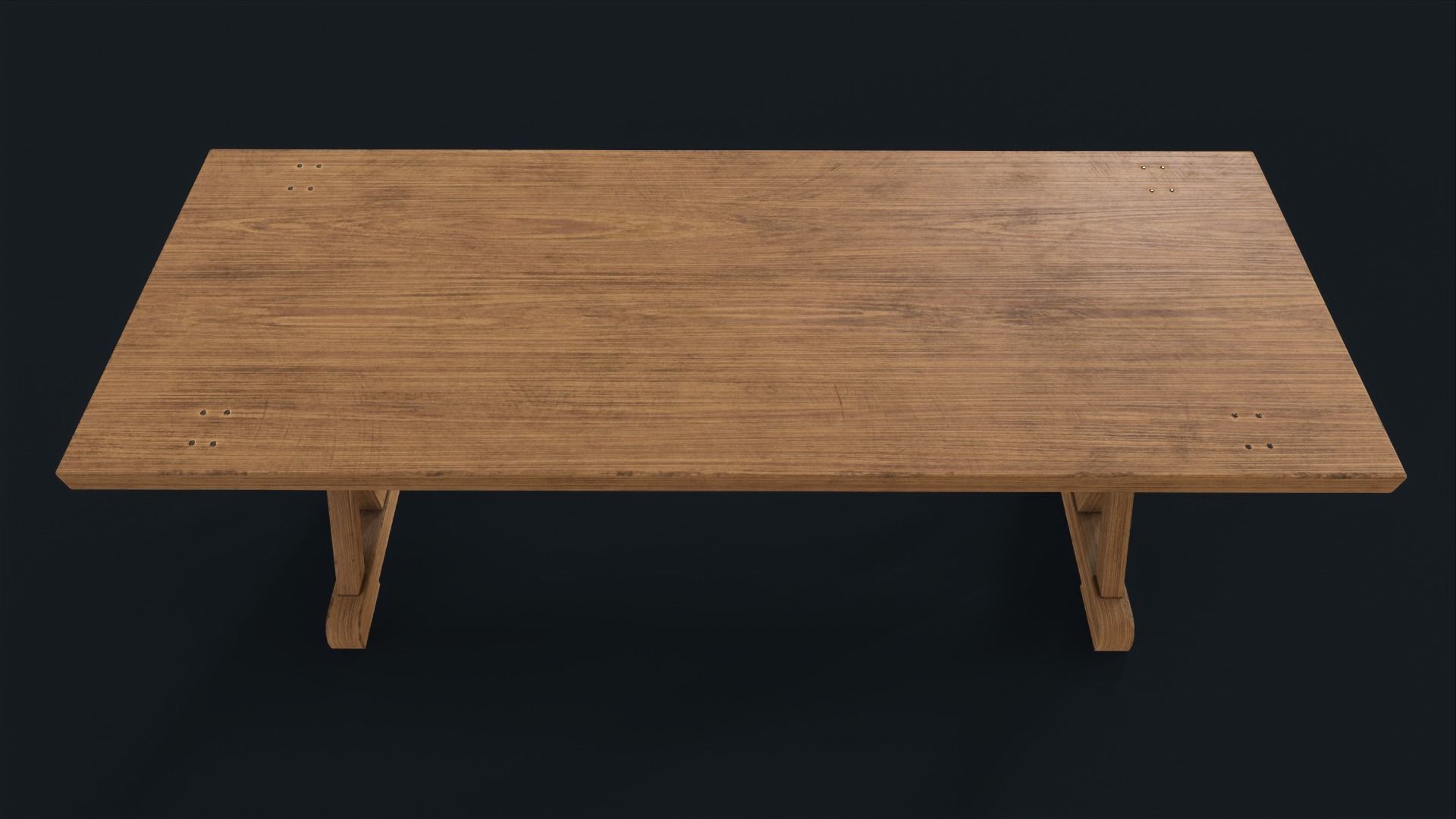 Old dining table Low-poly 3D model_8