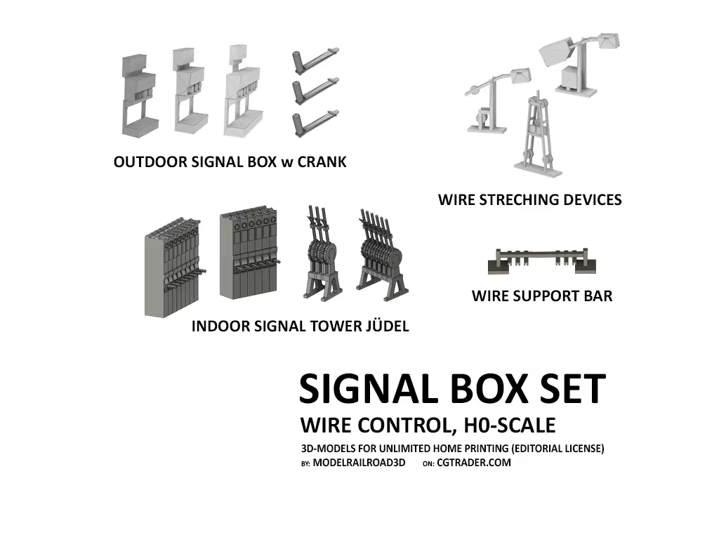 SIG-0003 Signal box set for wire control H0-scale 15 items 3D print model_0