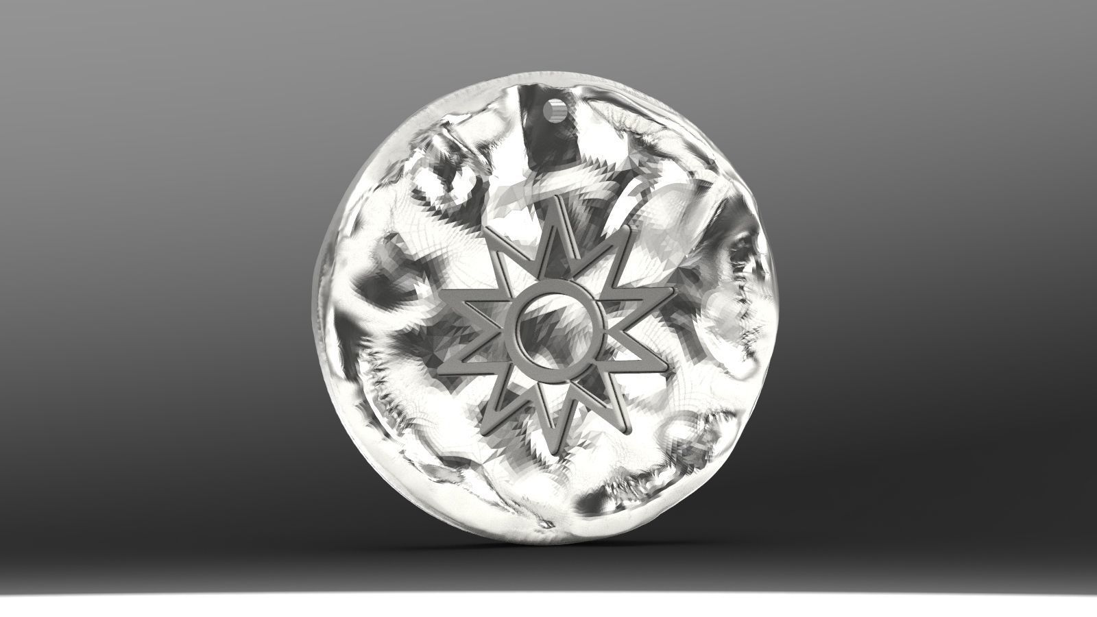 sun coin pendant 3D print model_2
