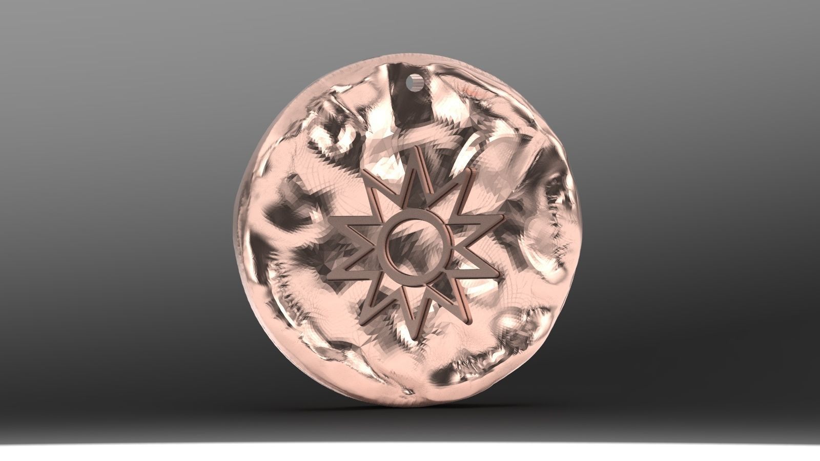 sun coin pendant 3D print model_3