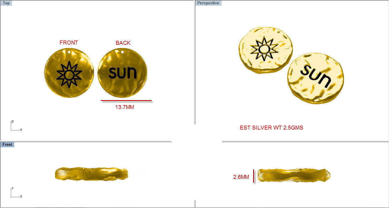 sun coin pendant 3D print model_8