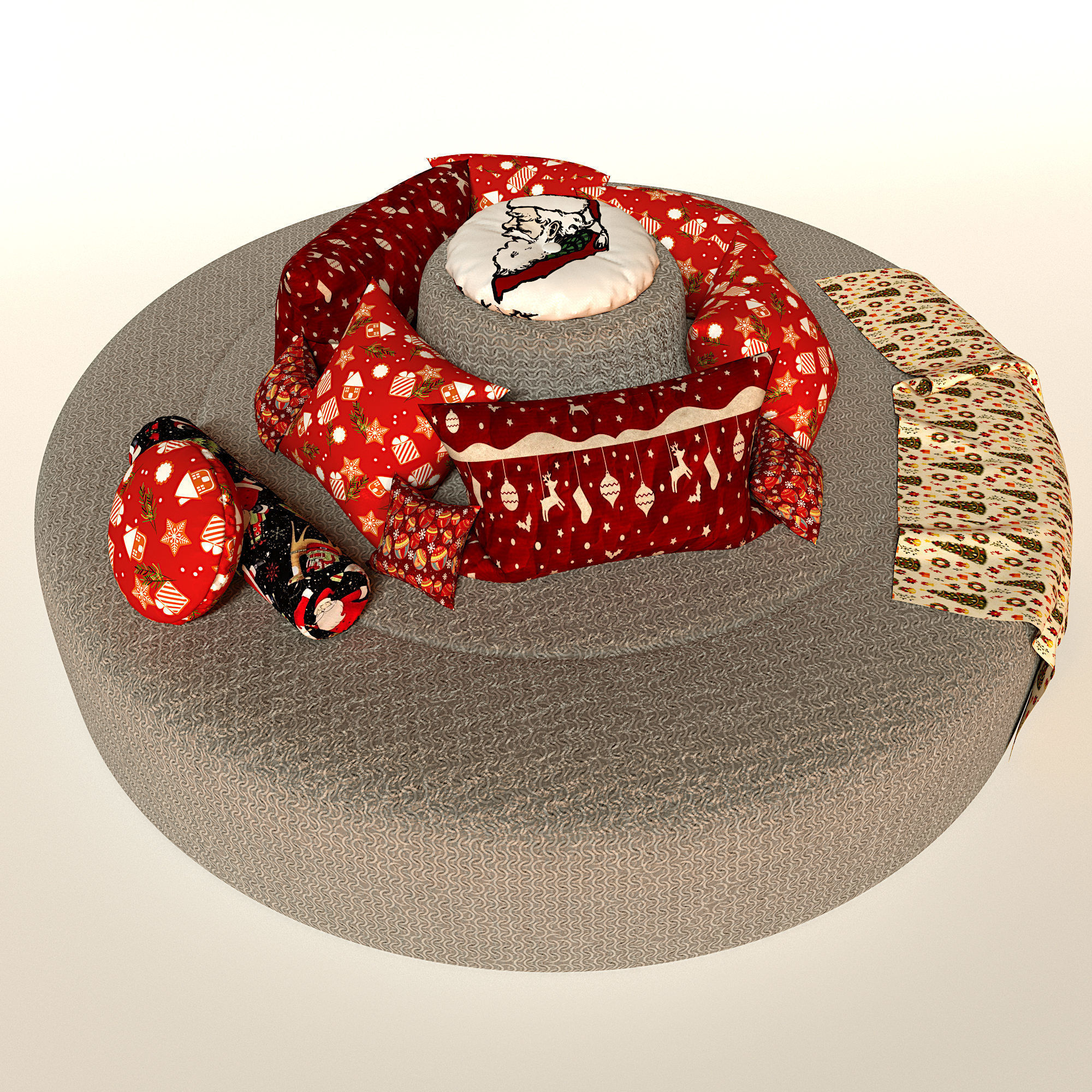 NEW YEAR CIRCLE SOFA Low-poly 3D model_1