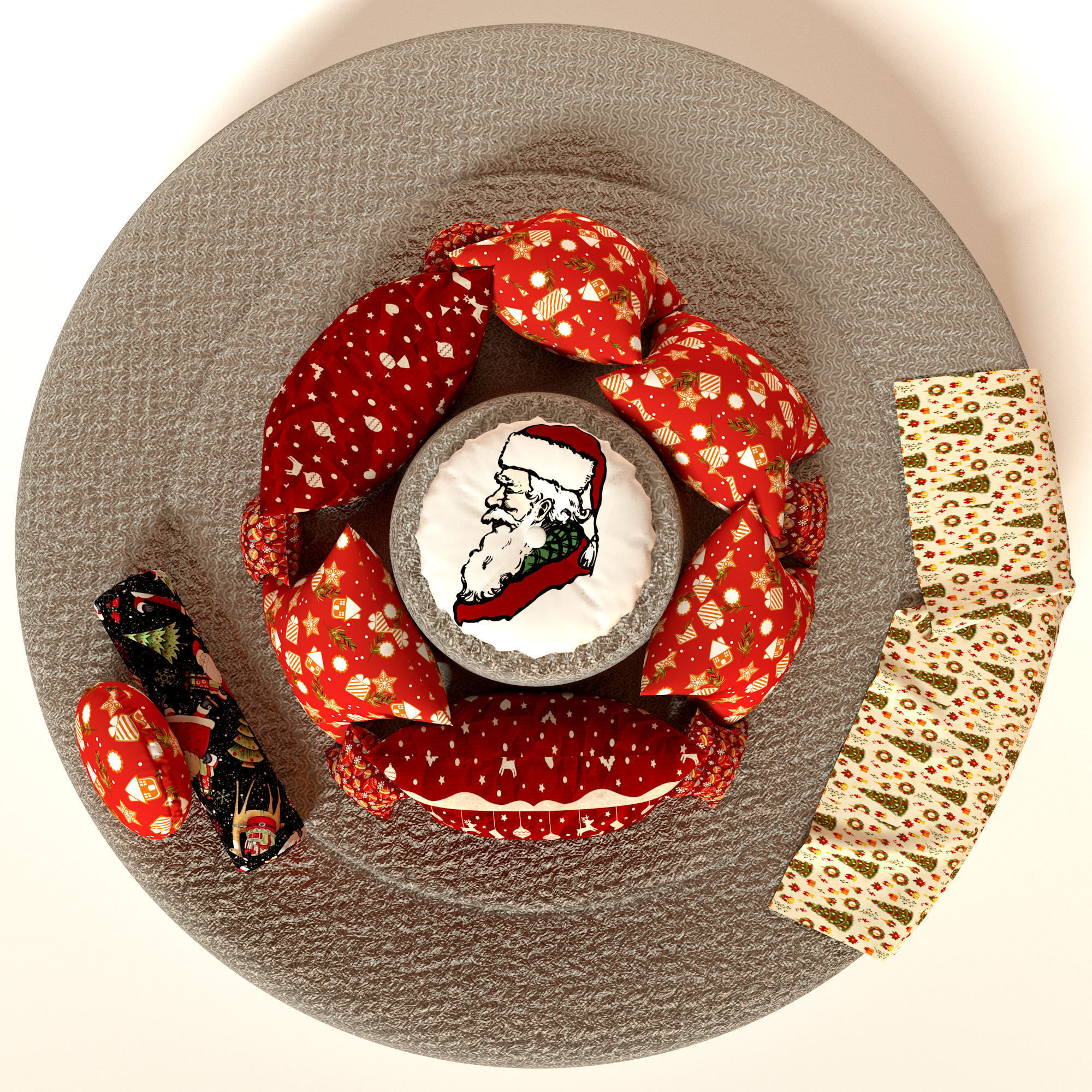 NEW YEAR CIRCLE SOFA Low-poly 3D model_2