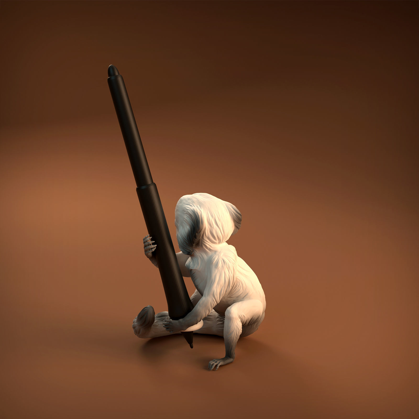Pygmy Marmoset Pen Holder - Pre-Supported for 3D printing 3D print model_7