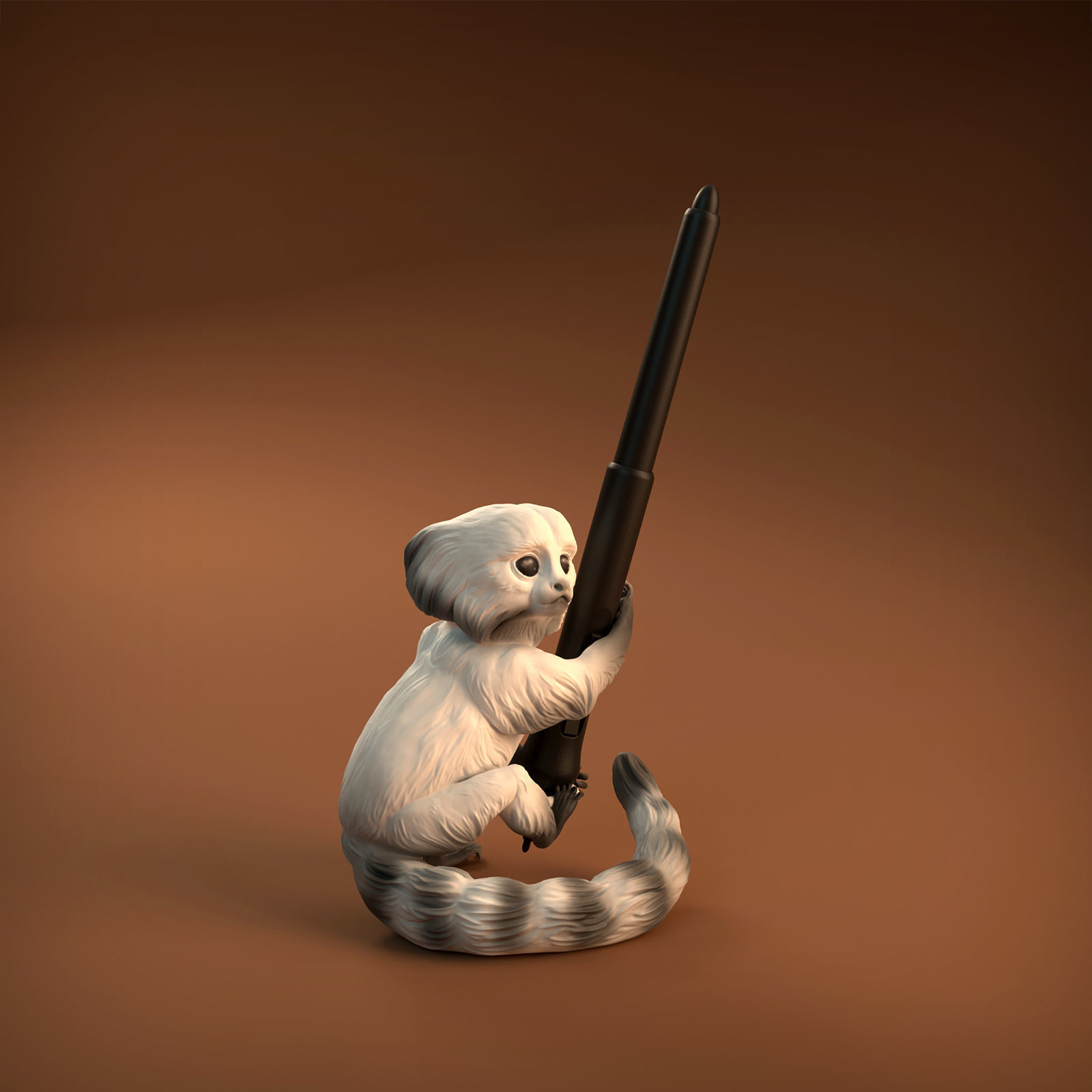 Pygmy Marmoset Pen Holder - Pre-Supported for 3D printing 3D print model_4