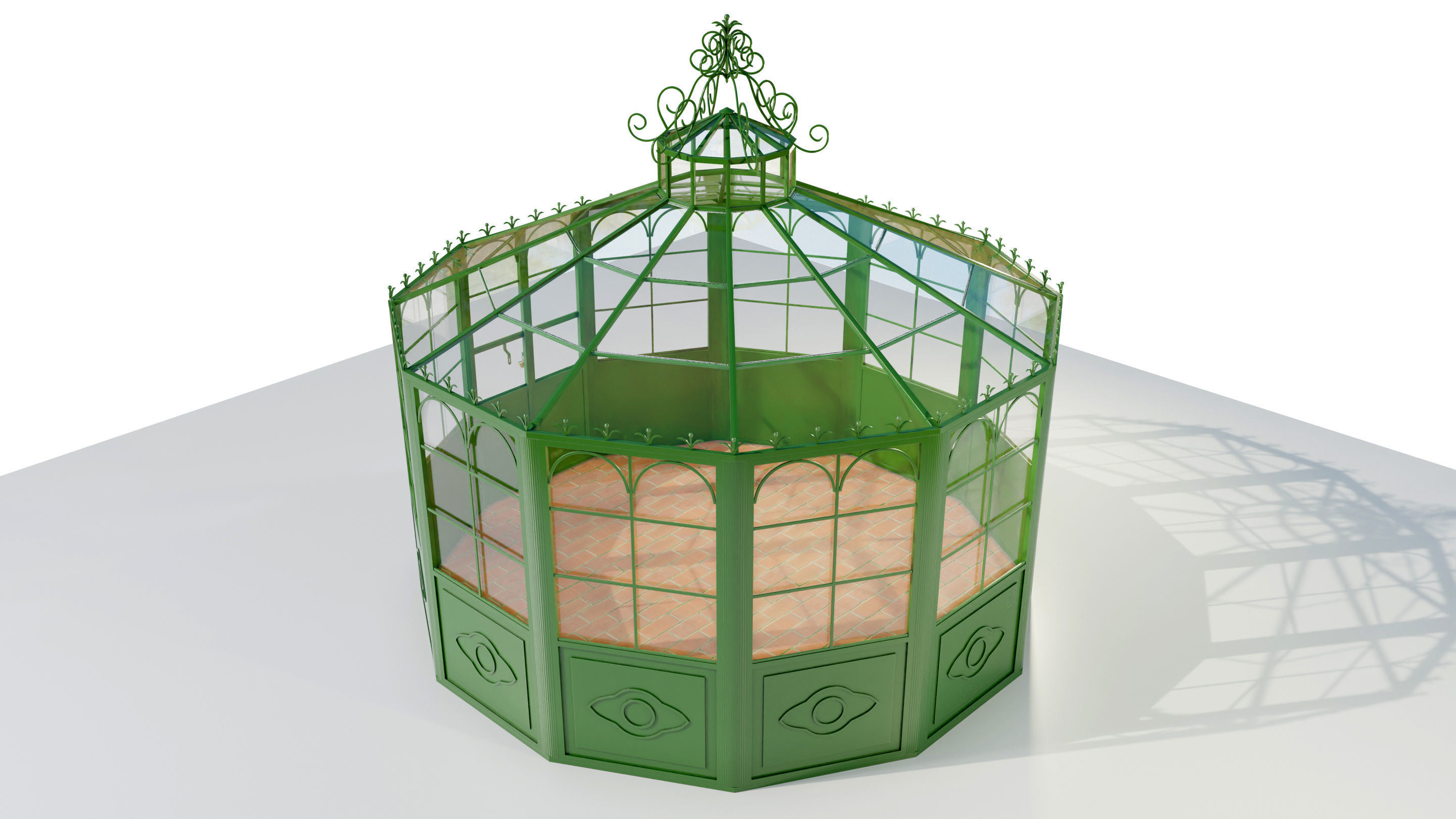 Italian Wrought Iron Greenhouse 2 3D model_4