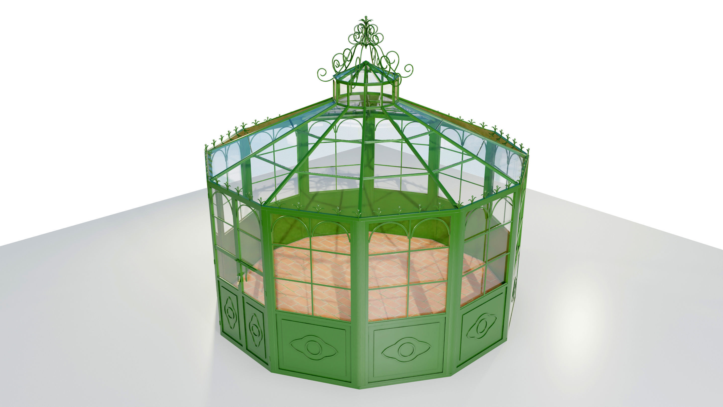 Italian Wrought Iron Greenhouse 2 3D model_3