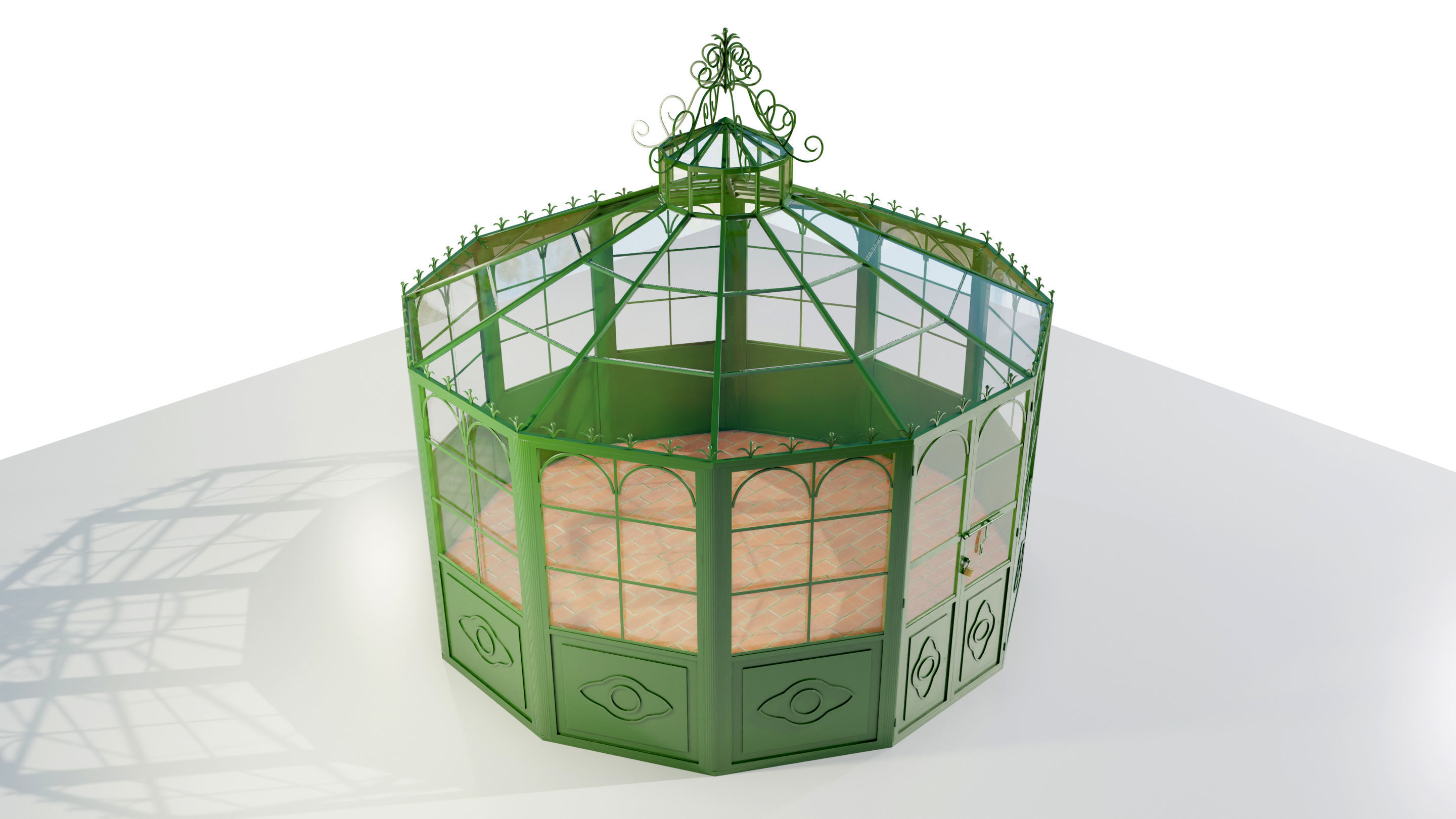 Italian Wrought Iron Greenhouse 2 3D model_2