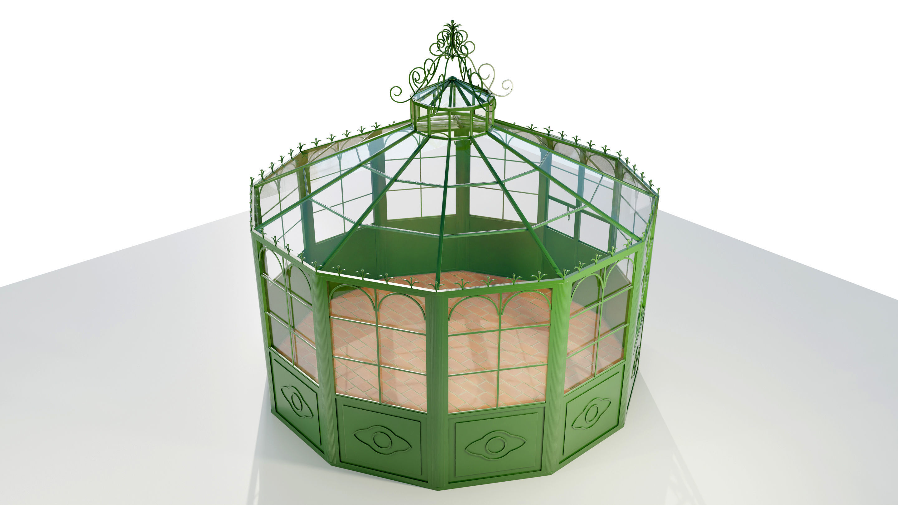 Italian Wrought Iron Greenhouse 2 3D model_5