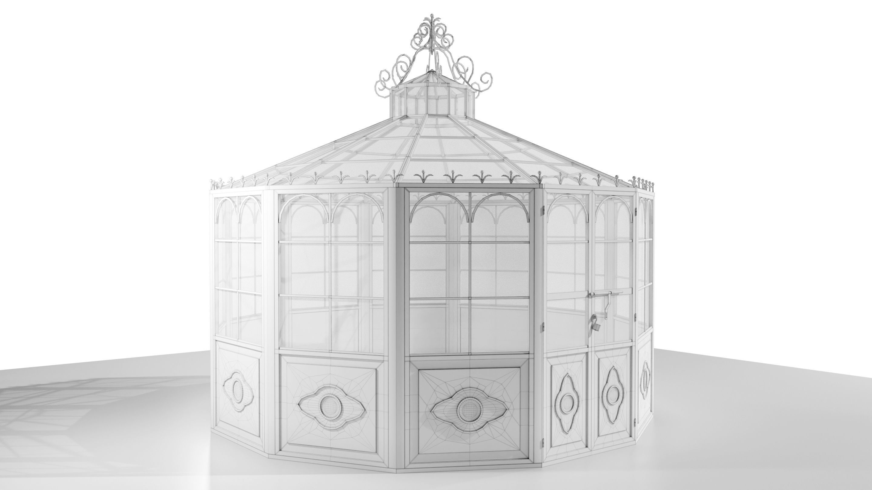 Italian Wrought Iron Greenhouse 2 3D model_16