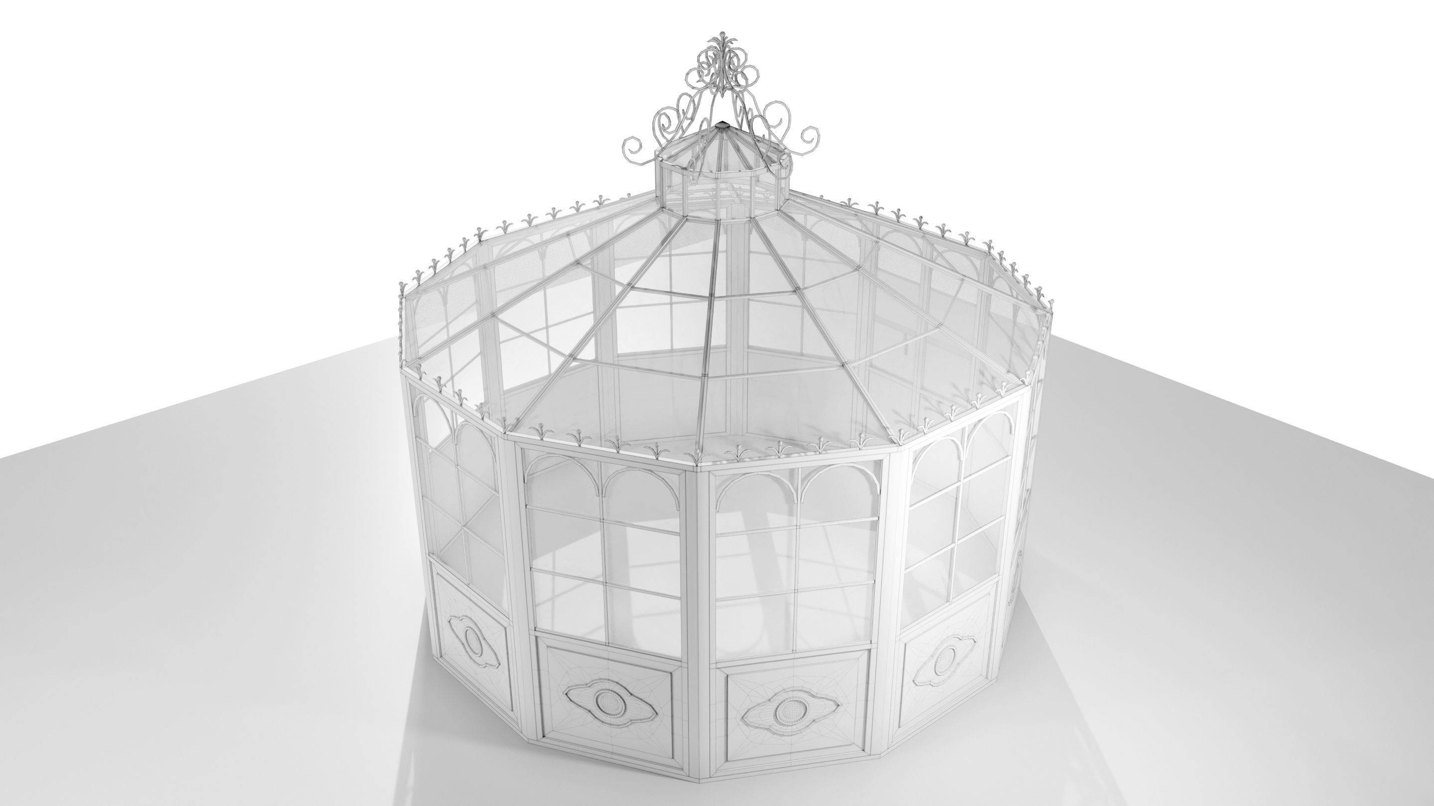 Italian Wrought Iron Greenhouse 2 3D model_15