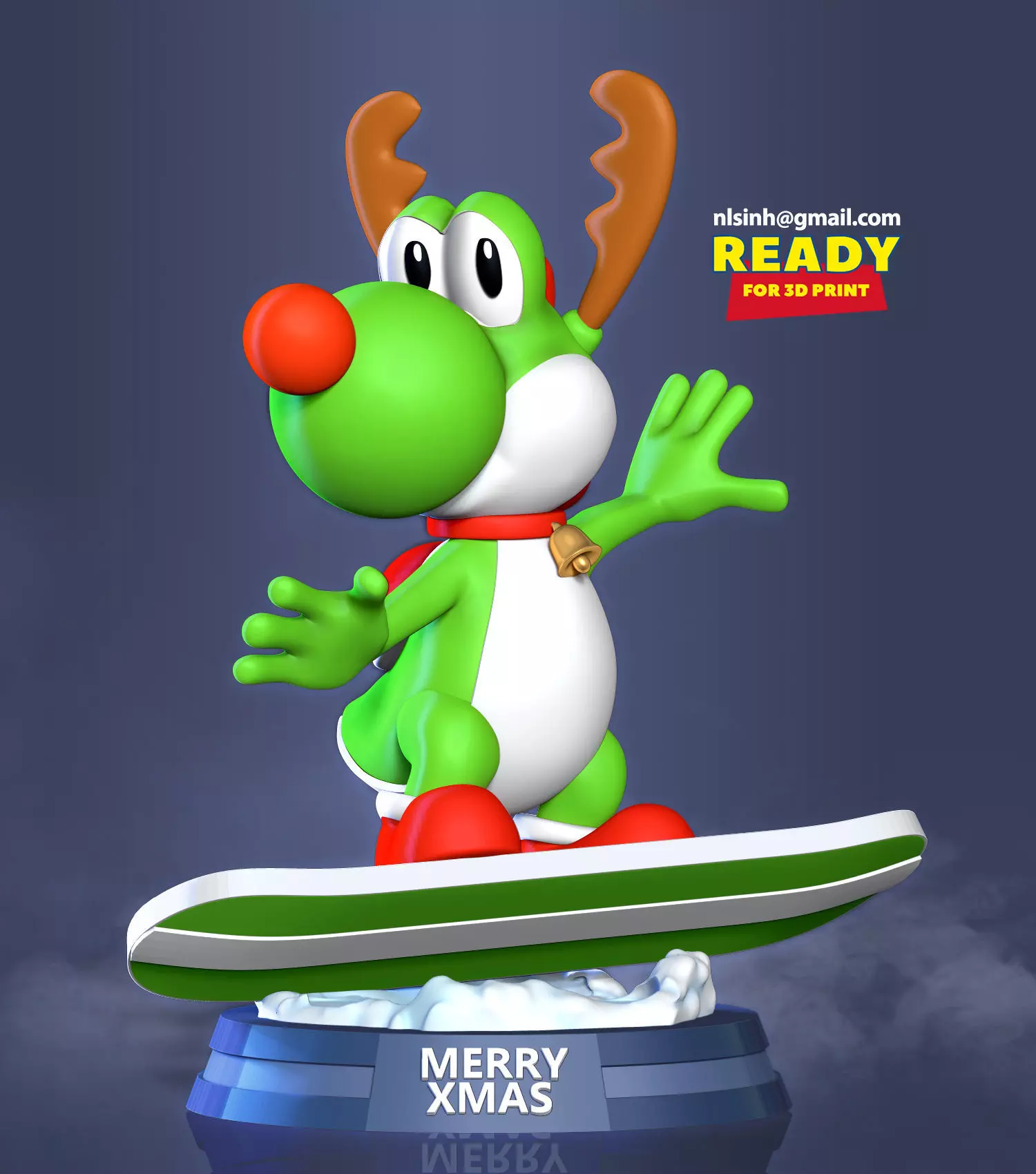 Yoshi with Christmas 3D print model_0