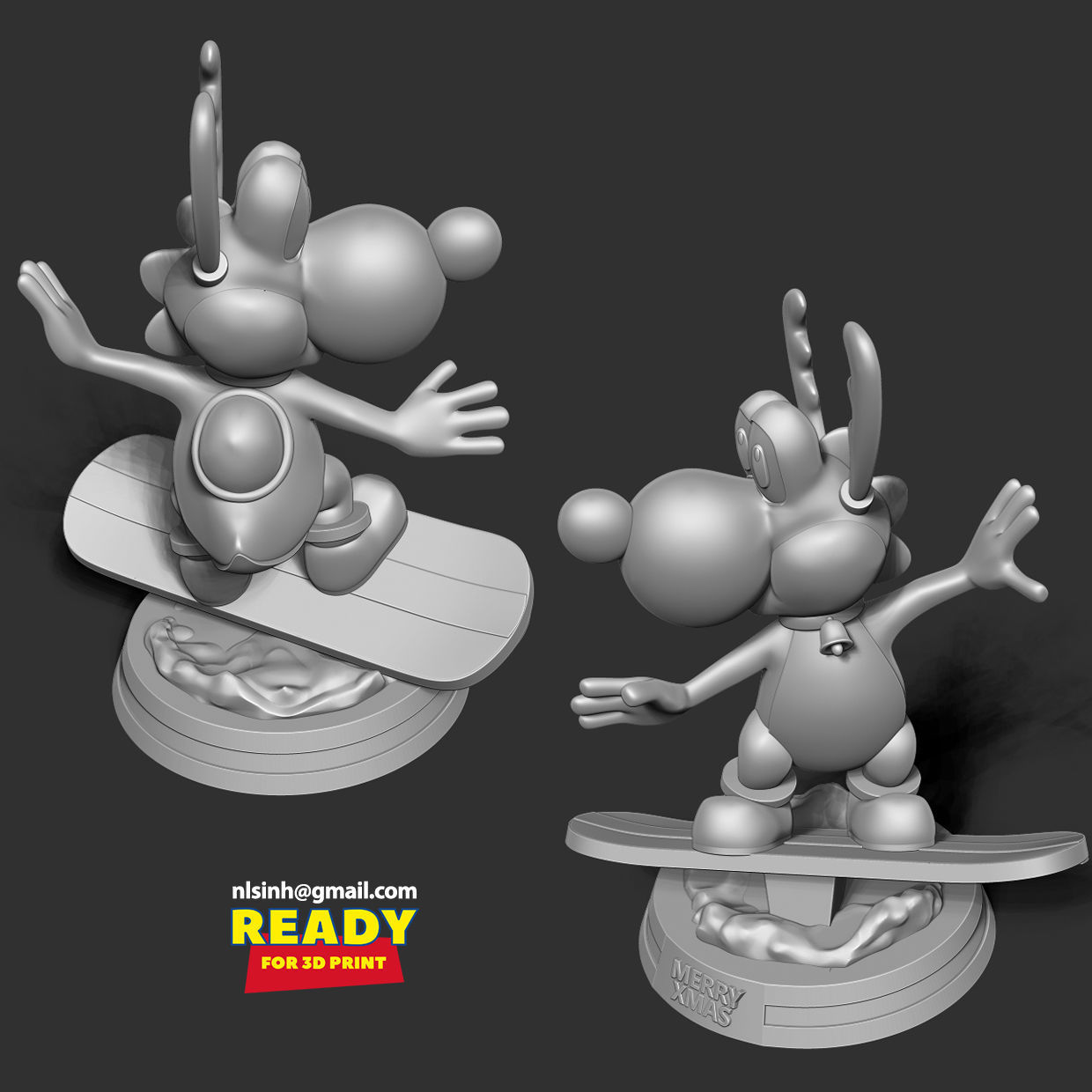 Yoshi with Christmas 3D print model_5