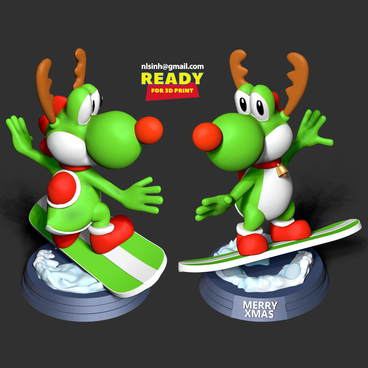 Yoshi with Christmas 3D print model_4