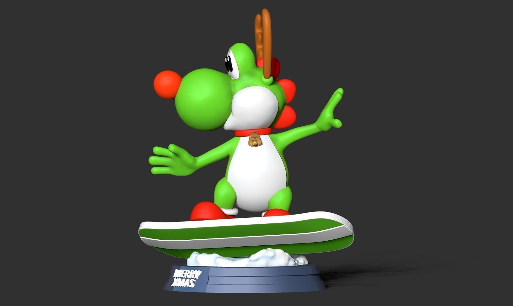 Yoshi with Christmas 3D print model_10