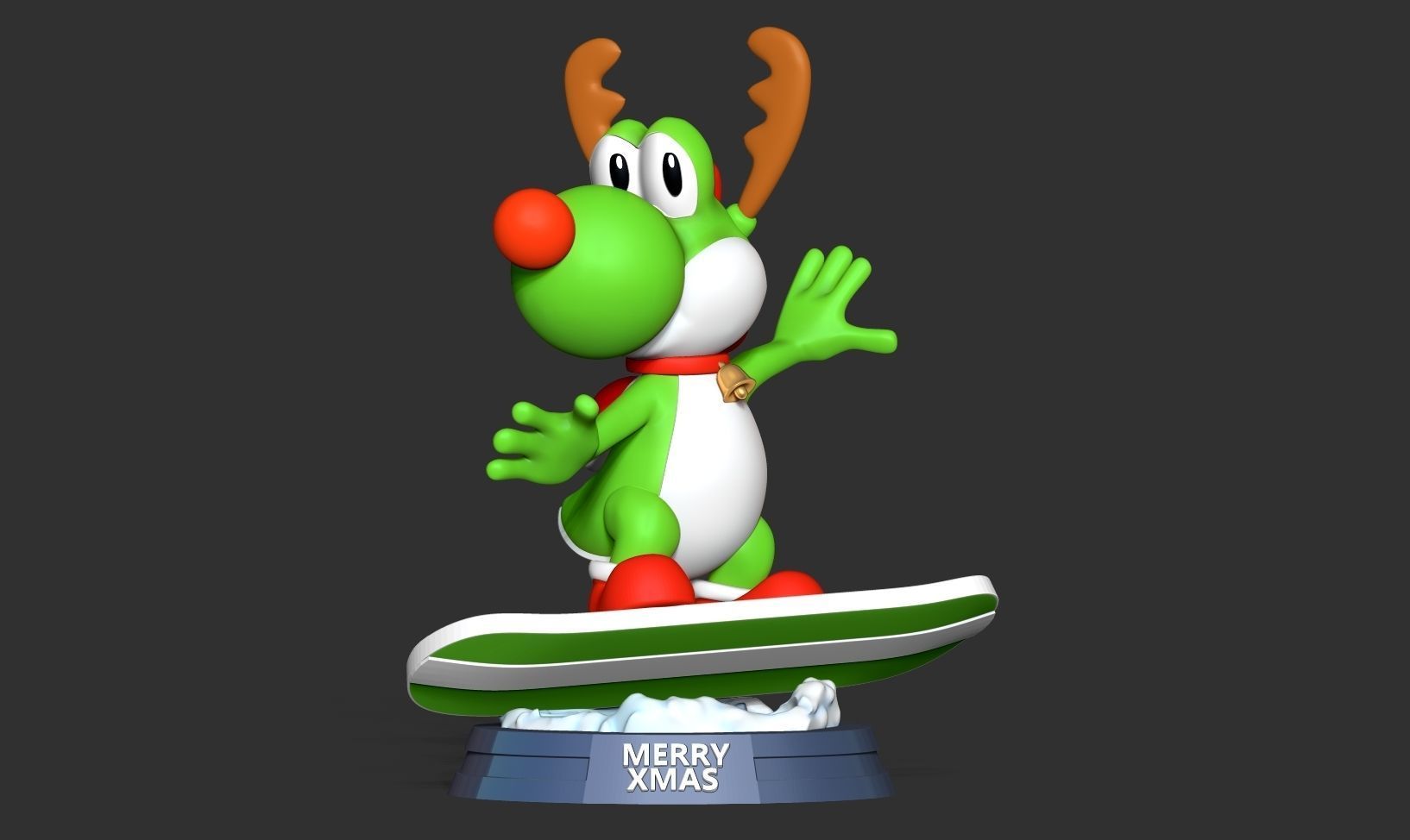 Yoshi with Christmas 3D print model_6