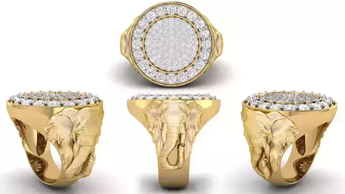 Elephant Sigent  Ring 3D Model 