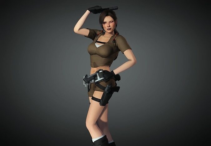 Laura Croft from Tomb Raider 3D Model Low-poly 3D model