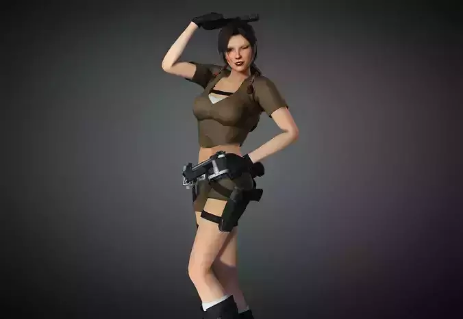 Laura Croft from Tomb Raider 3D Model Low-poly 3D model