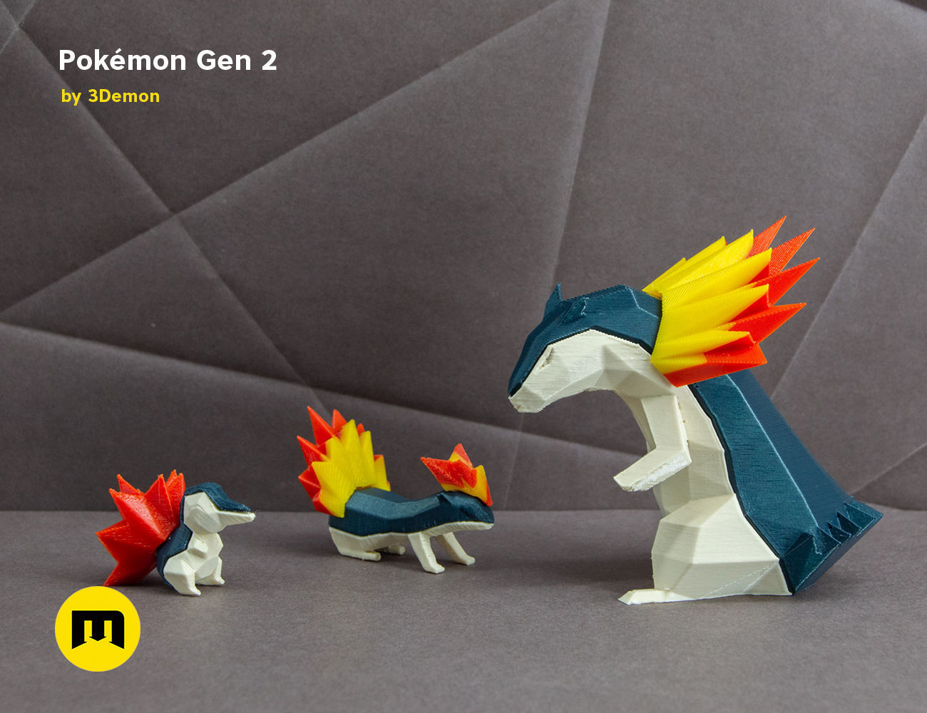 Pokemon Second Generation Low Poly 3D print model_5