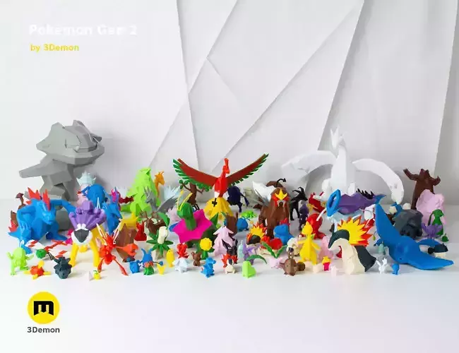 Pokemon Second Generation Low Poly 3D print model